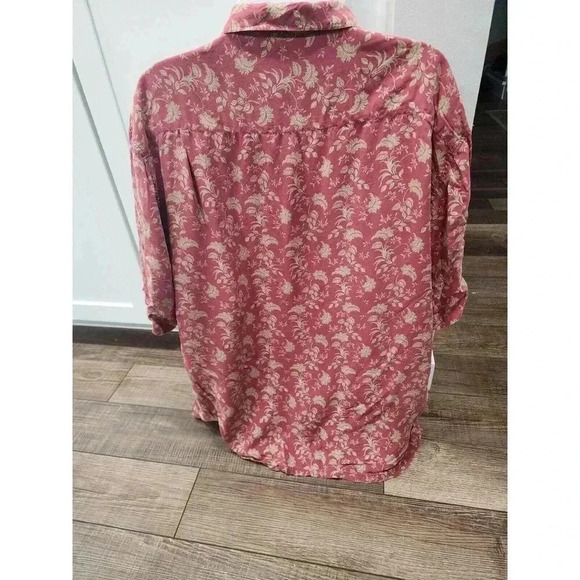 AXIST Men's 100% Silk Button-Up Shirt Size XL red Green Floral - Picture 6 of 6